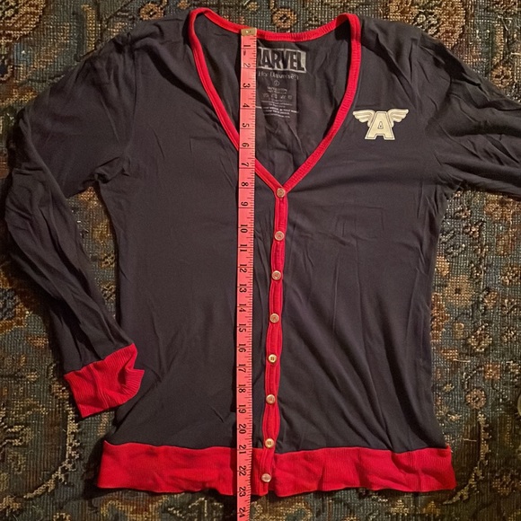 Her Universe Marvel Captain America Officially Licensed Cardigan Sweater in Navy - Picture 5 of 7